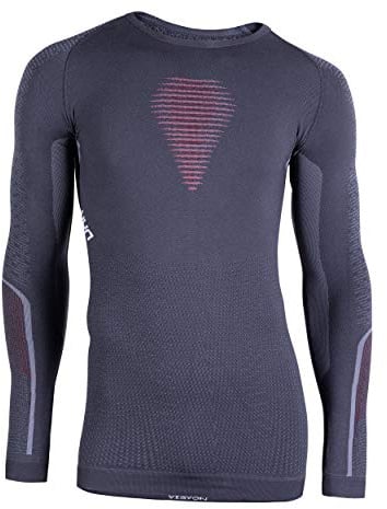 UYN Herren Visyon Uw Lg_Sl Shirt, Charcoal/Red/White, S/M