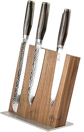 Palatina Werkstatt Exklusives Messerblockset | ultrascharfe Kai Shun Tim Mälzer Damastmesser | + hochwertiger Magnet-Messerblock aus Walnuss (3 Messer + Messerblock) | VK: 769,- €