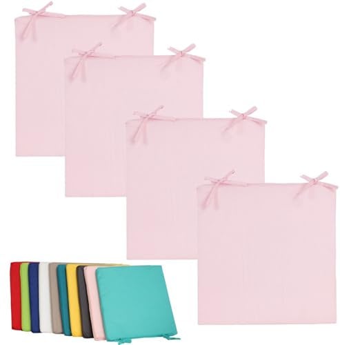 Coen Bakker 4X Outdoor Stuhlkissen 40x40cm viele Farben Lounge Kissen Wasserfest Sitzkissen Garten Lotus Effekt, Farbe:Rosa