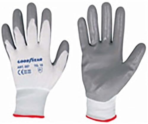 GOODYEAR Handschuhe aus Nylon und Nitril Größe 8 weiß/grau, Arbeitshandschuhe