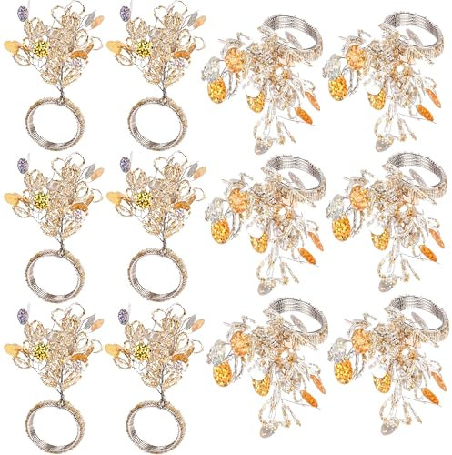 Spring Napkin Rings Set of 12, Floral Serviette Holders, Serviette Rings Bulk for Party Decoration, Dinning Table, Everyday, Family Gatherings - A Great Napkin Holder for Tabletop - Multi Color