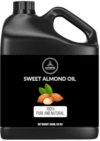 Naturevibe Botanicals Sweet Almond Oil 32 Ounces | 100% Pure and Natural Unrefined Cold Pressed Carrier Oil | Great for Skin Care and Hair Care