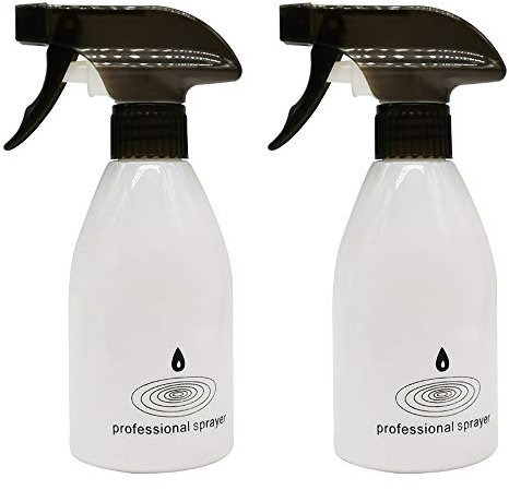 TOMYEER Botellas de cristal vacías, 250 ml, pulverizadoras de plástico, con boquilla ajustable, color blanco, paquete de 2