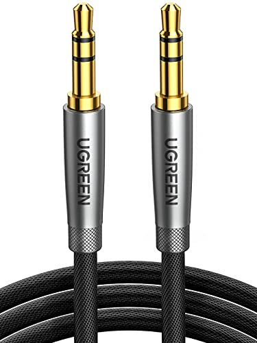 UGREEN Câble Audio Jack 3.5 mm Mâle Mâle HiFi Stéréo Nylon Tressé Câble Auxiliaire Voiture Compatible avec Autoradio Casque Haut-Parleur TV iPhone iPad iPod PC MP4 MP3 (2M)