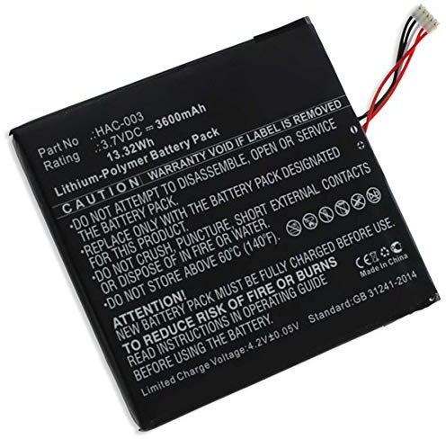 Batterie de rechange 3600 mAh compatible avec Nintendo Switch (modèle 2017, 2019) - Remplace la batterie d'origine Nintendo HAC-003