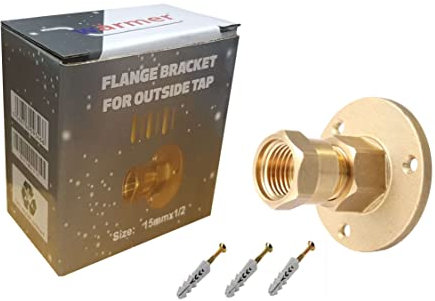 Wärmer System Wallplate PSW Support de bride pour robinet extérieur Adaptateur universel pour une utilisation avec tuyau en cuivre de 15 mm ou tuyau en plastique de 15 mm à travers le mur