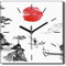 Coloray Uhr auf Leinwand 30x30cm Segeltuch Wand Uhr Wohnzimmer Dekoration Ohne tickendes Geräusch - Japanische Tinte Asian Fischer