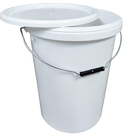 25L Plastic Bucket Pail + Handle & Lid - Heavy Duty ¦ Food Grade BPA Free ¦ Multi-use Fermentation Feed Dry Food Liquid Chemicals Hydroponics Storage Container