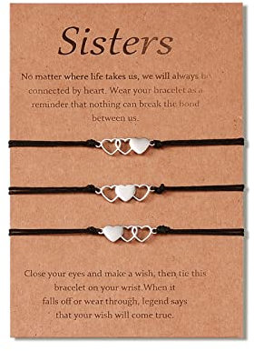 YELUWA Hohle Liebe Pinky Promise Distanz Matching Armbänder für Mutter Tochter Schwester Freund Freundin Beste Freunde Paar Familie Handgefertigte Beziehungsarmband Geschenke