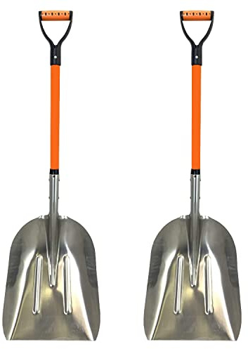 Ashman Aluminium 48 inch Snow Shovel with Large Head and Durable Handle. (Scoop Shovel, 2 Pack)