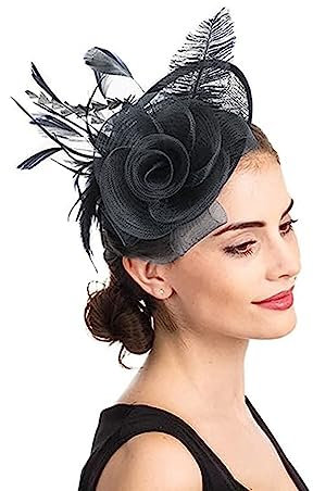 Fascinators Hut Blume Damen Mädchen Haar Mesh Feder Clip Elegant Haarklammer Schleier 20er Jahre Kopfschmuck Cocktail Tea Party Kopfbedeckung Pillbox Stirnband Haarnadel Haarschmuck Hochzeit Kirche