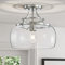 WUZUPS Lustre Rustique Ferme Industrielle Ronde Semi-encastrée Plafond LED luminaire avec Stores en Verre Clair pour Salle de Bain Cuisine Hall d’entrée, h 30 x w 34, Base e27, Nickel brossé