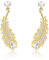 ZHOU LIU FU Perlenohrringe Silber 925 Damen-Ohrstecker Perlen Ohrschmuck 18K Vergoldet 8-10mm Klein Ohrstecker Mit Zircons Vintage Schmuck Geschenk Herz Blume Runden Sonne Rose Mama (Feder)