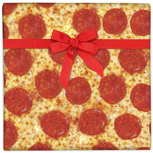 Pizza-Geschenkpapier – 6 Bögen Geburtstagsgeschenkpapier und Anhänger – lustiges Geschenkpapier für Männer, Frauen, Kinder – mit lustigen Aufkleber – recycelbar – von Central 23