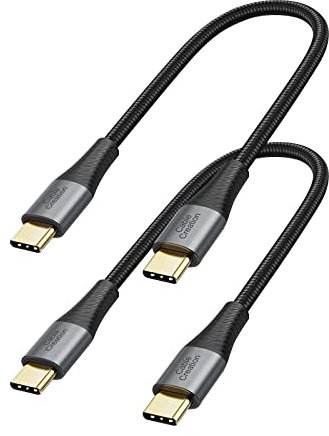 CableCreation [2 Pack Kurzes USB C auf USB C Kabel 25cm, USB Typ C Schnellladekabel, Doppelt geflochtene Außenseite Kompatibel mit Z Fold, Z Flip, Galaxy S22 Ultra S22 S21 S20, MacBook, iPad Mini/Pro