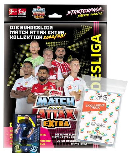 Bundle mit Match Attax EXTRA 2022/23-1 Starter + Exklusive Collect-it Hüllen