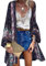 Vancavoo Women's Kimono Cardigan Bohemian Bikini Cover Up Floral Print Beachwear Long Sleeve Swimwear Capes Swimsuit Shawl Tops Casual Beach Blouse(Navy Blue,XL)