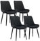 CLIPOP Samt Esszimmerstühle 4er Set Küchenstühle Polsterstuhl Wohnzimmerstuhl Gepolsterte Sessel Sitzfläche mit Rückenlehne und Metallbeine (4er Set, Schwarz)