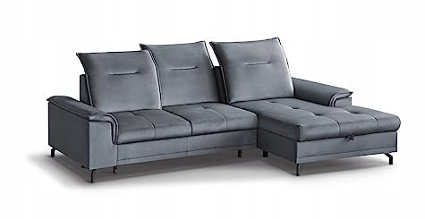 Generisch Ecksofa Bruno MINI Eckcouch Stauraum Klappbett Wohnzimmer Modern Sofa mit Schlaffunktion (Anthracite – Element 23)