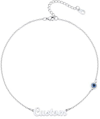 FOCALOOK Namenskette Personalisiert Choker Kette Edelstahl Ketten Nazar Boncuk Halskette Böse Blick Kette Böses Auge Kette Mit Namen Türkisches Auge Schmuck für Frauen