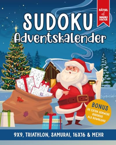 Sudoku Adventskalender für Erwachsene: Weihnachtskalender 2023 mit verschiedenen Sudoku Rätseln von leicht bis schwer für Männer und Frauen