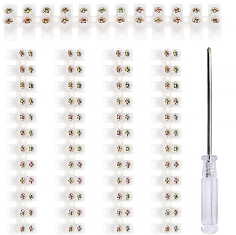 YIXISI 5 Pezzi Morsettiere Elettriche, Doppia Fila 12 Posizioni Morsetto a Vite, 20A Doppia Fila Morsettiere, Morsetti Elettrici a Vite, con Cacciavite, per Collegamento del Cavi
