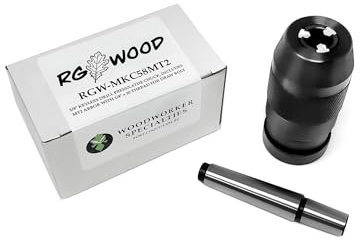 RGWOOD 5/8 Keyless Drill Press (or Lathe) Chuck (JT33) with MT2 (from JT33) Arbor (Back end 1/4 x 20 for Draw Bolt) for Drill Presses & lathes