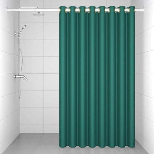 Homxi Duschvorhang mit Ösen,180 W x 180 H cm,Badezimmer Vorhang Dunkelgrün Einfarbig Polyester Duschvorhang Haken für Duschvorhang
