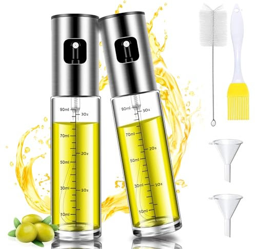 xiaowanwan 2 Pièces Spray Huile Cuisine,Vaporisateur Huile pour Olive Vinaigre,Pulverisateur Huile Cuisine,Bouteille Pulvérisateur Huile pour Air Fryer,Barbecue,Salade (Style 1)