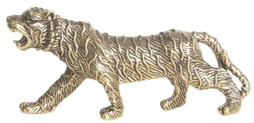 Alipis Goldene Tigerfigur Aus Messing Vintage Tierstatue Tischdekor Messing Kunsthandwerksfigur Tigerschmuck Für Schreibtisch