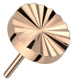 Paula & Fritz® Push-In Aufsatz Rosegold Runde Platte 4-mm Titan-ium Grade 23 Piercing Ohr-Stecker Labret Stud Nipple Straight Barbell Diamant-Schliff
