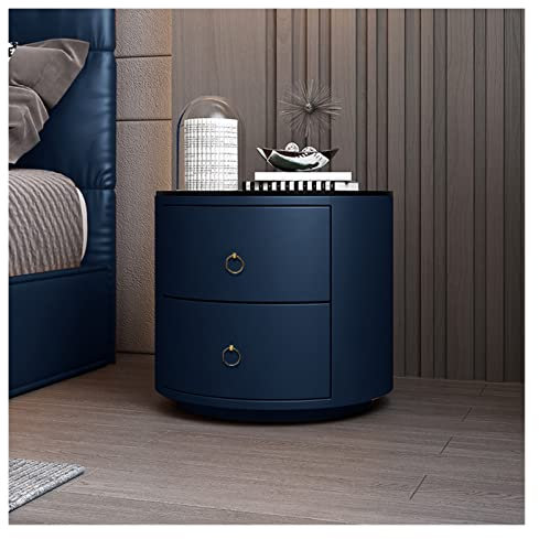 Table de Chevet Table de Chevet Ronde en Cuir Simple Chambre à Coucher en Cuir Table de Chevet en Ardoise Armoire de Rangement en Verre trempé avec tiroirs Table de Chevet (Couleur : 10, Tai