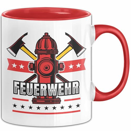 Feuerwehr Tasse Geschenk Für Feuerwehrmann Geschenkidee Hydrant (Rot)