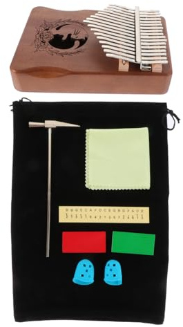 17-ton Kalimba Daumenklavier Katze im Retro Look Schwarz | Mahagoni, Ergonomische Form mit Feinen Klaviertasten, 1 Satz für Kinder
