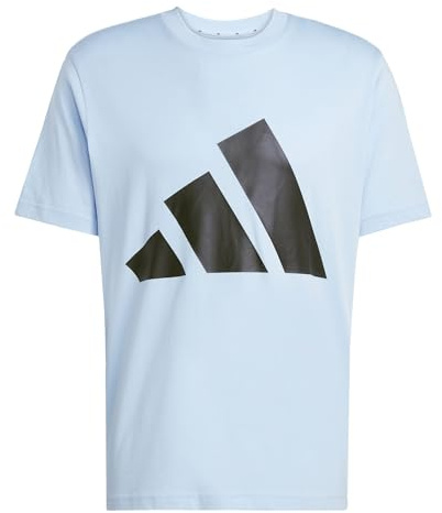 adidas Herren Essentials Big Logo Single Jersey Tee, Glow Blue/Black, L