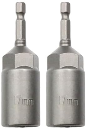 6-19mm Quick-Change 1/4 inch Hex Shank Metric Deep Socket Screwdriver Impact Nut Setter Extractor Remover Driver Drill Bit, 80mm Length, for Electric Manual Impact Screwdriver (2, 17mm)