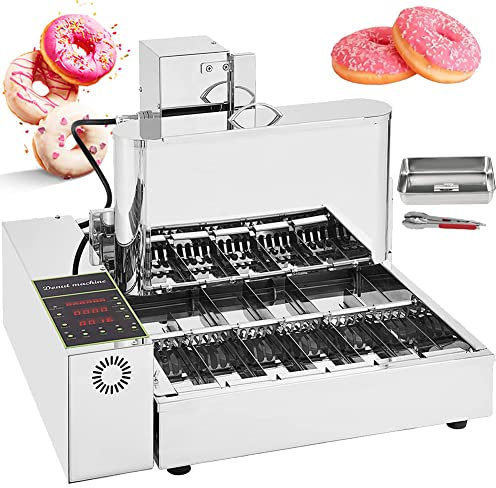 KJHYYPP Commercial Automatic Doughnut Machine,6Rows Auto Doughnut Maker 9.5L Hopper, Digital Donut Fryer Adjustable Donut Thickness