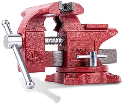AROEDVISE Schraubstock für Zuhause, 11,4 cm, Backenbreite mit einer 7,6 cm Backenöffnung, Heimschraubstock für Holzbearbeitung, Bohren, Schneiden, Gusseisen, Rot