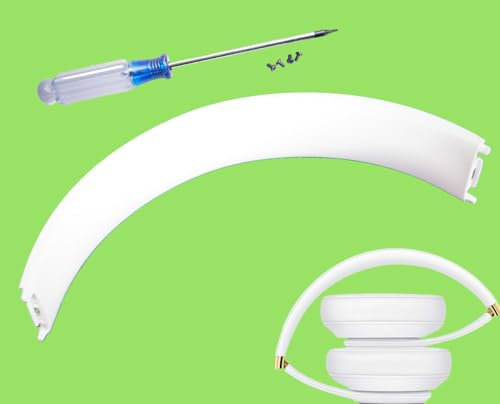 Replacement Studio 3 Top Headpad + Screwdriver (1 Piece) + Screws (4 Pieces) Compatible for Beats Studio3 Wireless Studio 2.0 Wired Wireless Headphones (White 1 Set)