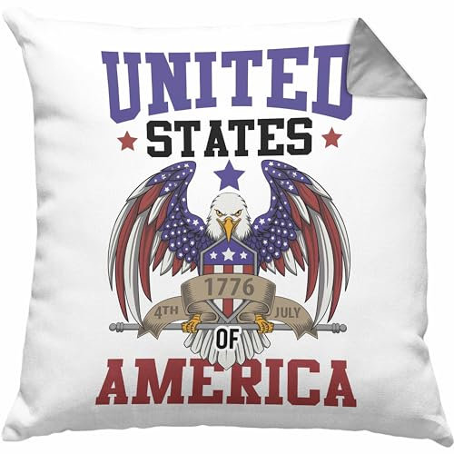 Trendation United States of America Kissen mit Füllung 40x40 Geschenk USA Geschenkidee Reisen (Grau)