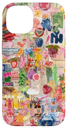 Hülle für iPhone 14 New York Collage Scrapbook Ästhetisches Rosa
