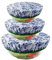 Hapihom 3 Pcs Bowl Covers Reusable in 3 Size Stretch Cotton Fabric Food Storage Covers,Elastic Bowl Cover for Food Fruits Leftover