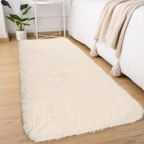 Sour Lemon Wohnzimmerteppiche, 80 x 300 cm, Grauer Läufer, Teppich für Schlafzimmer, waschbar, rutschfest, Flauschiger Teppich, zottelige