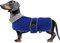 MOREZI Winterhundejacke mit wattiertem Flusenfutter, verstellbarem Klettknopf und hochklappbarem Stehkragen. Sehr gut geeignet für Dackel und kleine und mittelgroße Jagdhunde-Blau-S