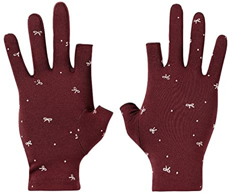 Halloween KostüM Damen Handschuhe FüR Damen Lange Damen Ski Fäustlinge Winter warm halten Hochzeit Fliege Druck winddicht wasserdicht Golves Outdoor Seiden Unterziehhandschuhe 80Er (Red, One Size)