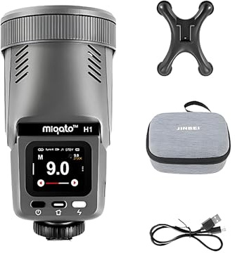JINBEI H1S Flash & LED Video Light 2-in-1 Camera Flash Speedlite, GN28, 0.05~1.5s Recycle time HSS/TTL Built in Fresnel Lens,HD Colour Touch Screen,Compatible with Sony Cameras