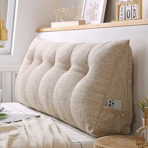 180*50*20cm Rückenkissen,Dreieckigen Kissen,Lendenkissen,Abnehmbarem | Keilkissen für Bett und Sofa geeignet, Kissen mit waschbarem Bezug und praktischem Seitenfach,Hempcolor