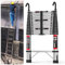 Telescopic Ladder 5m, Automatic Locking, Free Height Adjustment, Stainless Steel Ladder with 2 Hooks,Load 150kg, Lightweight and Durable