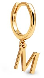 SINGULARU - Einzelner personalisierter Creolen-Ohrring Letter. Sterlingsilber mit 18 kt Goldbeschichtung. Schmuck für Damen. Buchstabe A-Z