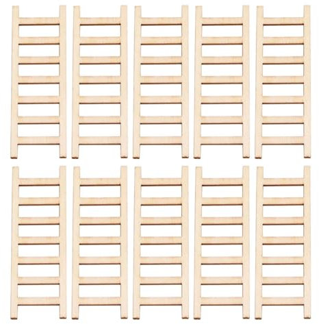 Operitacx 10pcs Mini Wooden Step Ladder for Dollhouse Miniature Ladder Ornament Tiny House Accessories for Micro Landscape Decor and DIY Craft Projects